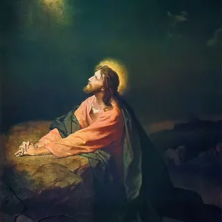 Christ in Gethsemane (painting by Heinrich Hofmann, 1886, cropped)