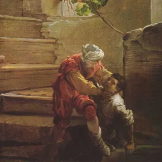 The Unforgiving Servant (painting by Domenico Fetti, c. 1620, cropped)